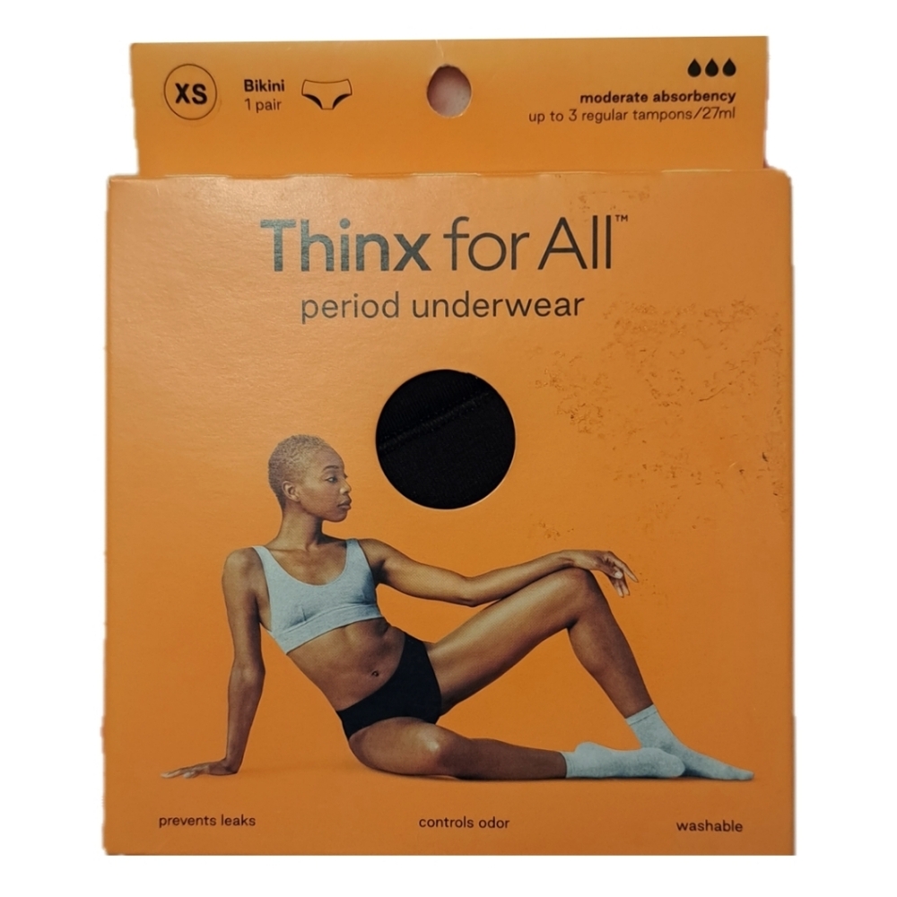 NWT Thinx for All Size XS Black Bikini Period Underwear